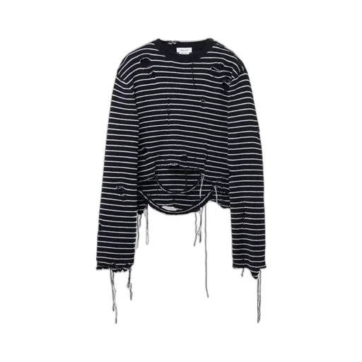 Striped Distressed Crewneck Jumper