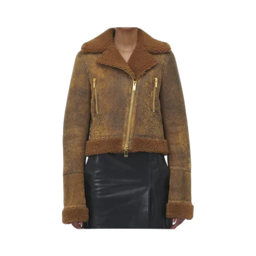 Off-Center Zip Aviator Jacket