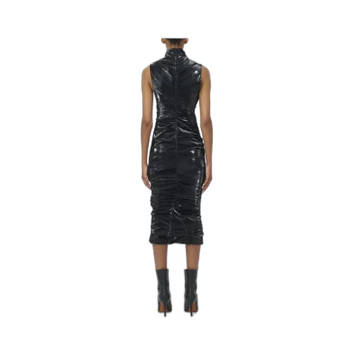 Laminated Gathered Sleeveless Dress