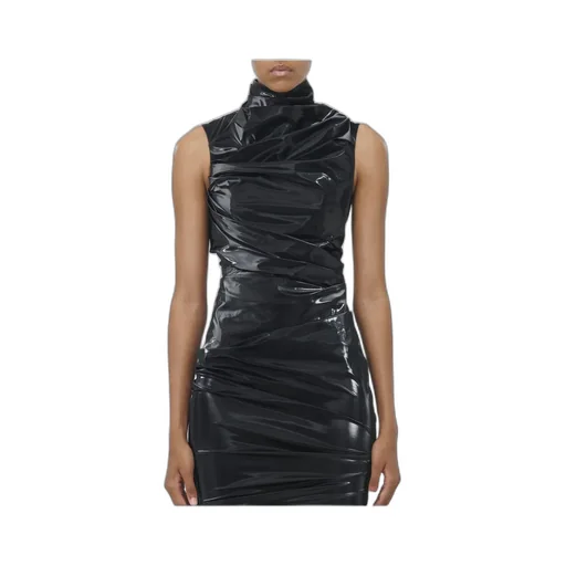 Laminated Gathered Sleeveless Dress