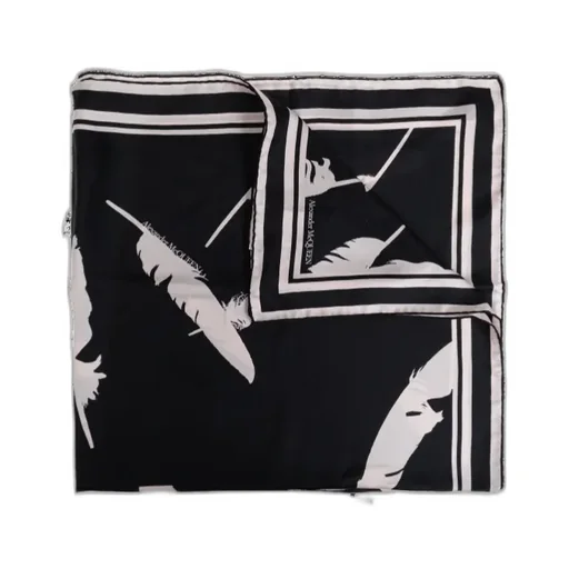 Feather Printed Finished-Edge Scarf