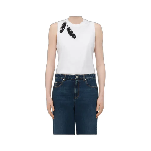 Feather Embellished Tank Top