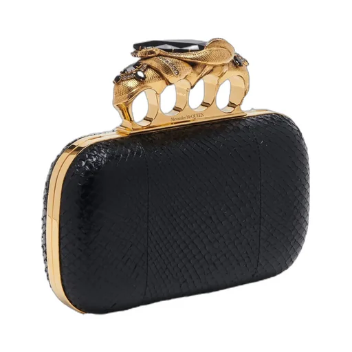 Knuckle Embossed Embellished Clutch Bag
