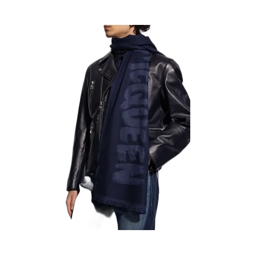 Oversized Graffiti Printed Frayed-Edge Scarf