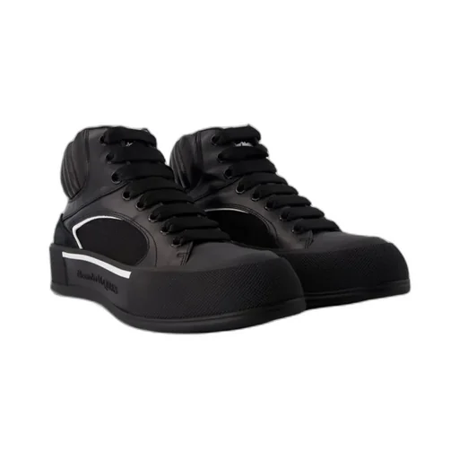 Seal-Embroidered High-Top Sneakers