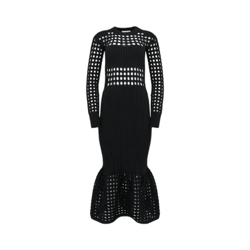 Medium-Length Knitted Mesh Dress
