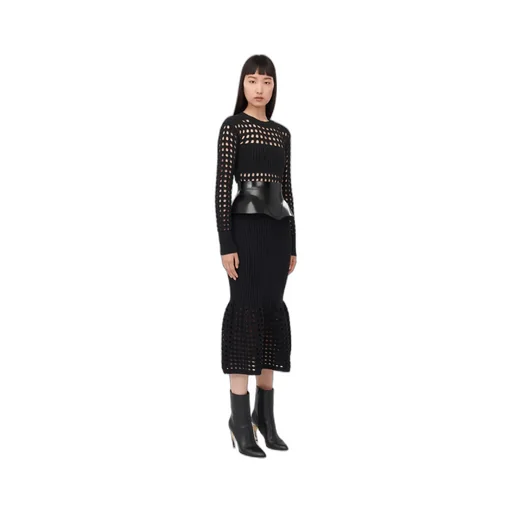 Medium-Length Knitted Mesh Dress