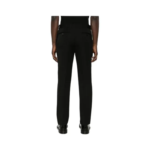 Low-Rise Satin-Trim Tailored Trousers