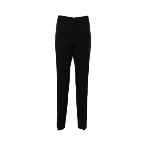 Low-Rise Satin-Trim Tailored Trousers