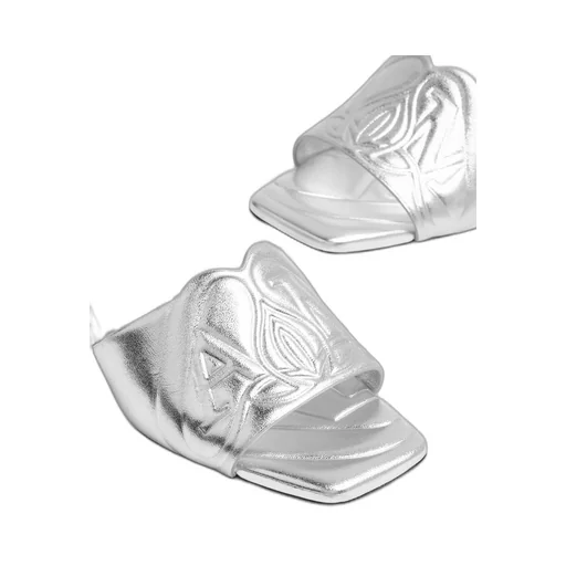 The Seal Embossed Metallic Sandals