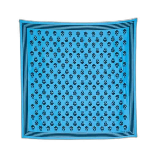 Skull-Printed Striped Edge Scarf
