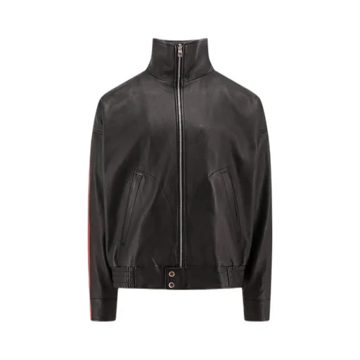 Logo Detailed Zip-Up Biker Jacket
