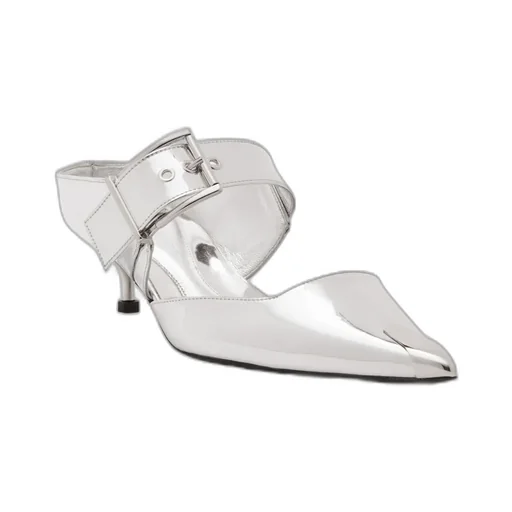 Pointed-Toe Buckle-Detailed Mules