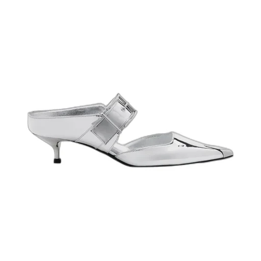Pointed-Toe Buckle-Detailed Mules