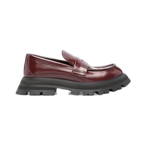 Ridged-Sole Leather Loafers