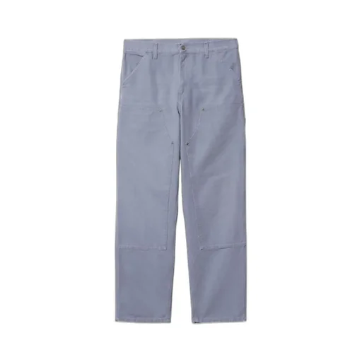 Double Knee Mid-Waist Straight-Leg Trousers