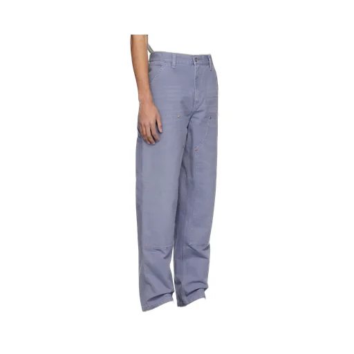 Double Knee Mid-Waist Straight-Leg Trousers