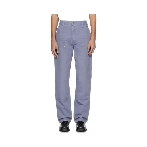 Double Knee Mid-Waist Straight-Leg Trousers