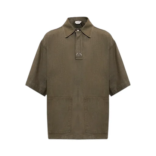Logo Embroidered Short Sleeved Denim Polo Shirt