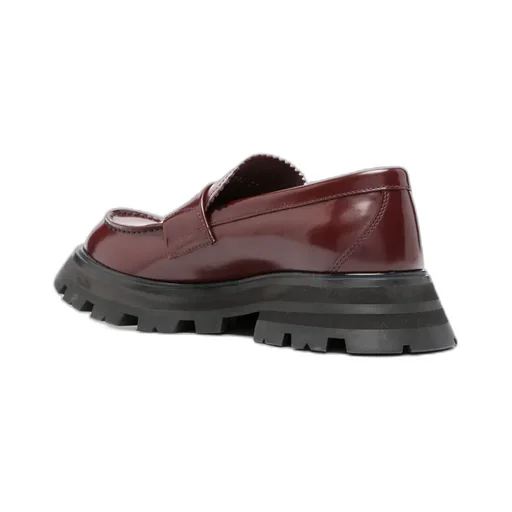 Ridged-Sole Leather Loafers