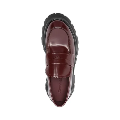 Ridged-Sole Leather Loafers