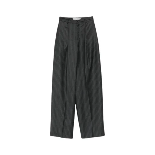 Pinstripe Print Pleated Trousers