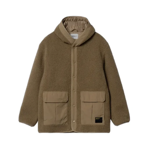 Hooded Logo Patch Fleece-Texture Jacket