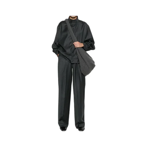 Pinstripe Print Pleated Trousers