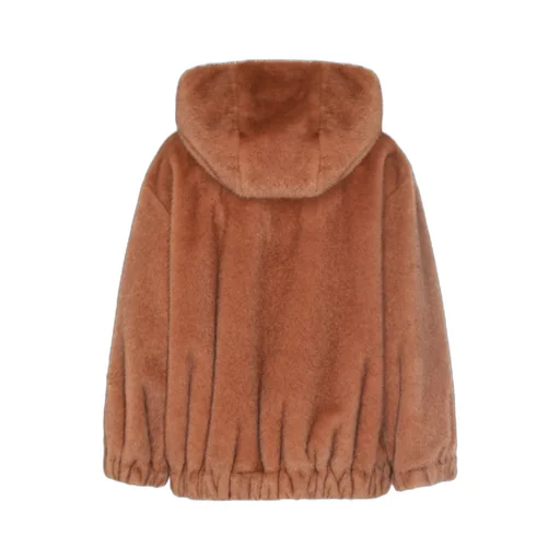 Long-Sleeved Hooded Fur Coat