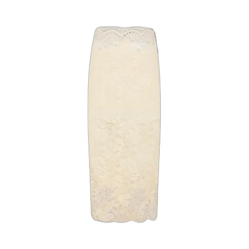 Lace Scalloped-Hem Midi Skirt
