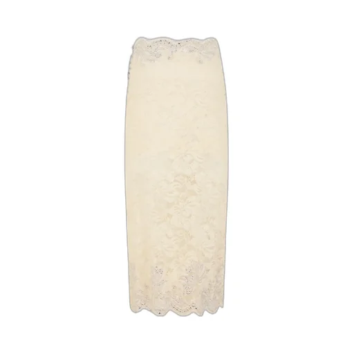 Lace Scalloped-Hem Midi Skirt