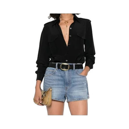 Point-Collar Silk Shirt