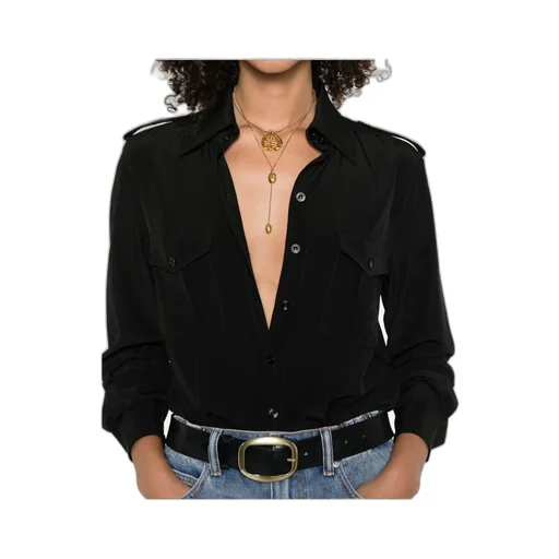 Point-Collar Silk Shirt