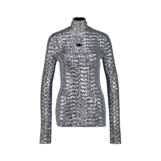 Sequin Turtle-Neck Top
