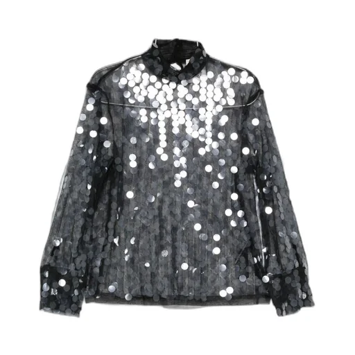 Long-Sleeved Sequined Blouse