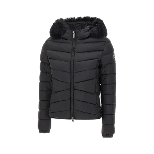 Quilted Down Jacket With Fur Trim