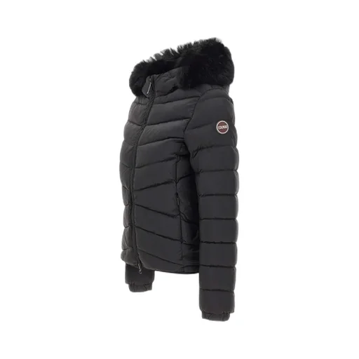 Quilted Down Jacket With Fur Trim