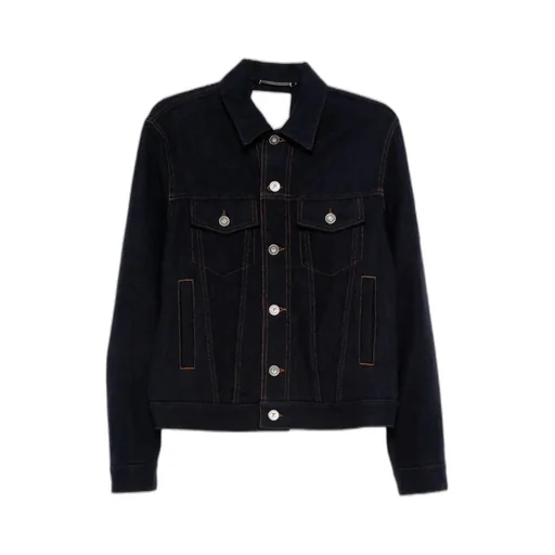 Button-Fastening Flap-Pocket Denim Jacket