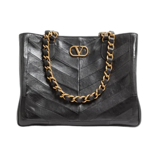 Garavani Laseine Shopping Bag In Nappa Leather With A Chevron Pattern