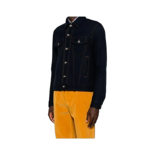 Button-Fastening Flap-Pocket Denim Jacket