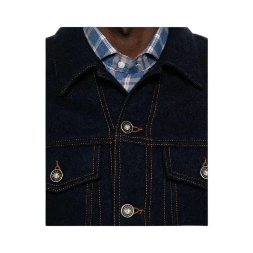 Button-Fastening Flap-Pocket Denim Jacket