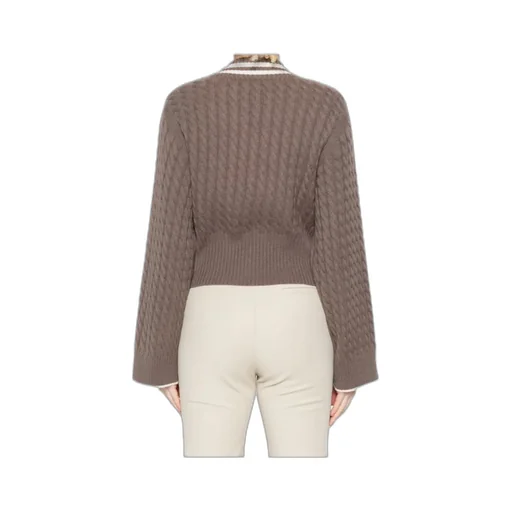 Cable-Knit V-Neck Sweater