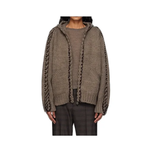 Seam-Stitched Zip-Up Knit Hoodie