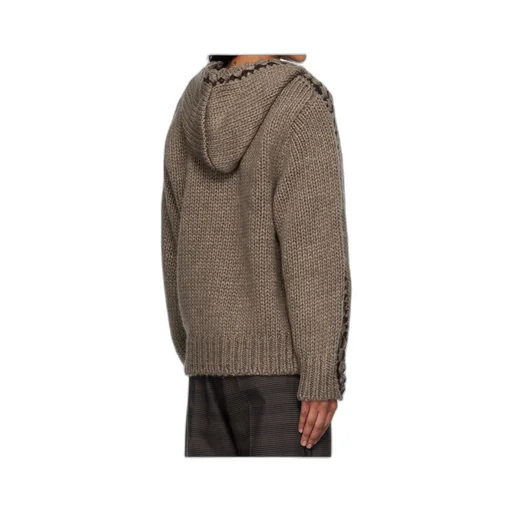 Seam-Stitched Zip-Up Knit Hoodie