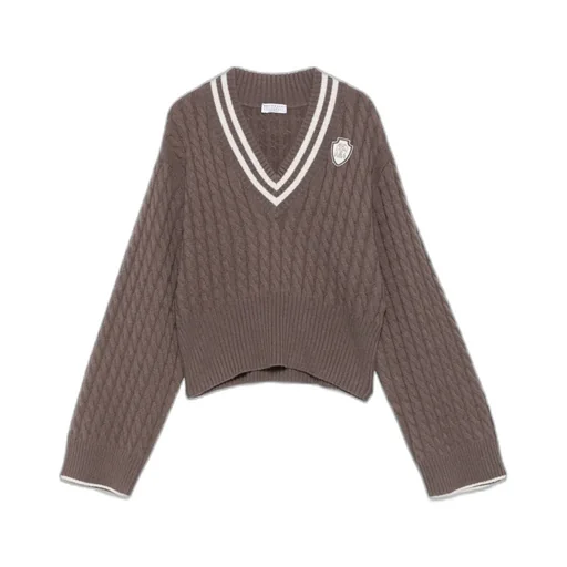 Cable-Knit V-Neck Sweater