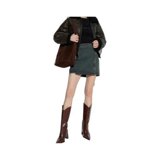 Zippered Long-Sleeved Leather Jacket
