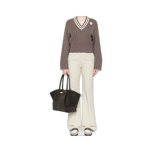 Cable-Knit V-Neck Sweater