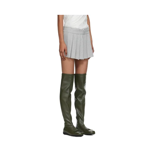 Pleated Layered Knit Mini Skirt