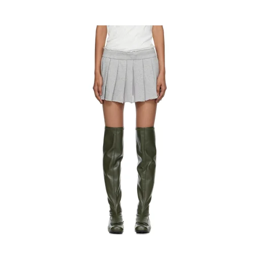 Pleated Layered Knit Mini Skirt
