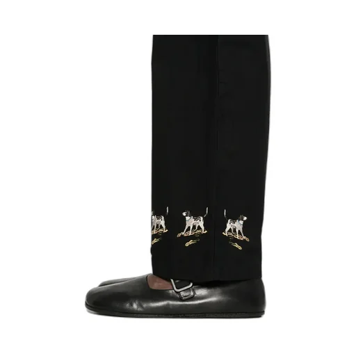 Embroidered Side-Buckle Pants